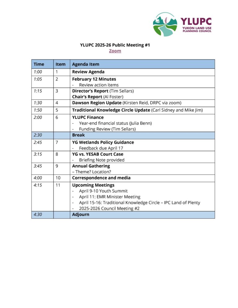 2025-04-07 YLUPC Meeting #1 Agenda