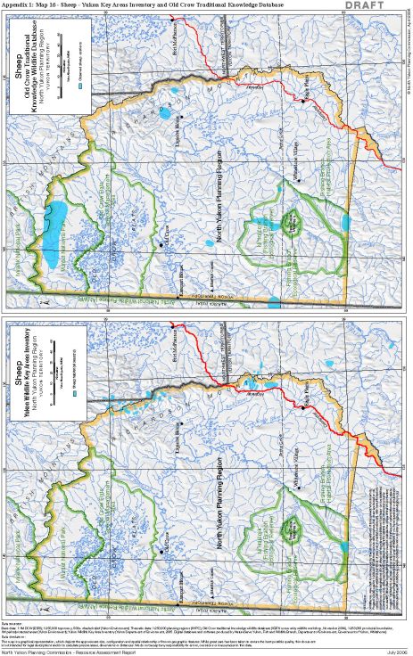 Map 16 - Sheep-Yukon Key Areas Inventory and Old Crow TK Database