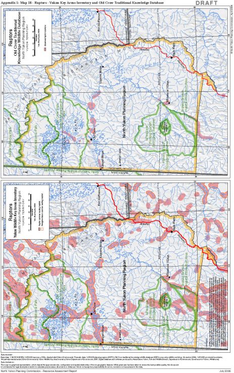 Map 18 - Raptors-Yukon Key Areas Inventory and Old Crow TK Database