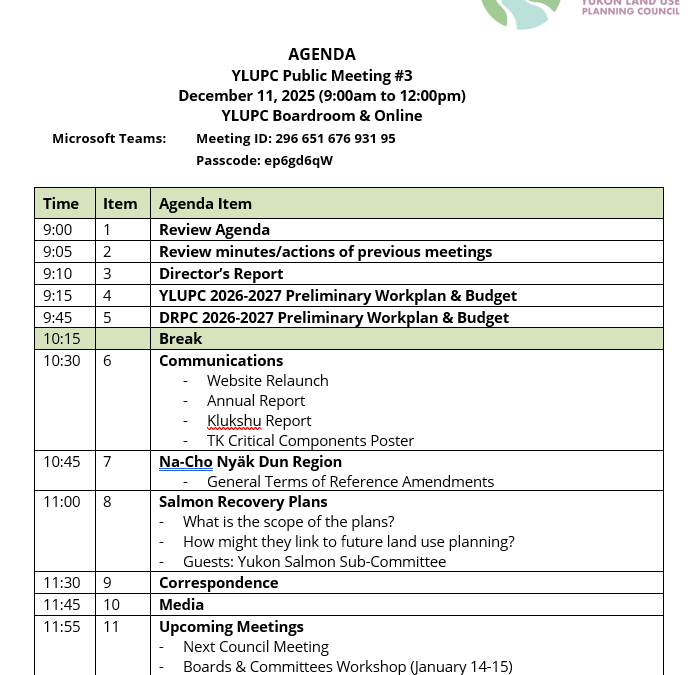 YLUPC Meeting: December 11, 2025